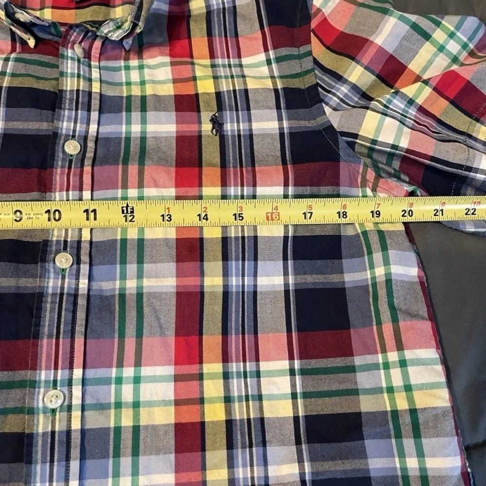 Ralph Lauren Plaid Shirt Boys XL (18-20) Blue Red Short Sleeve Button Down